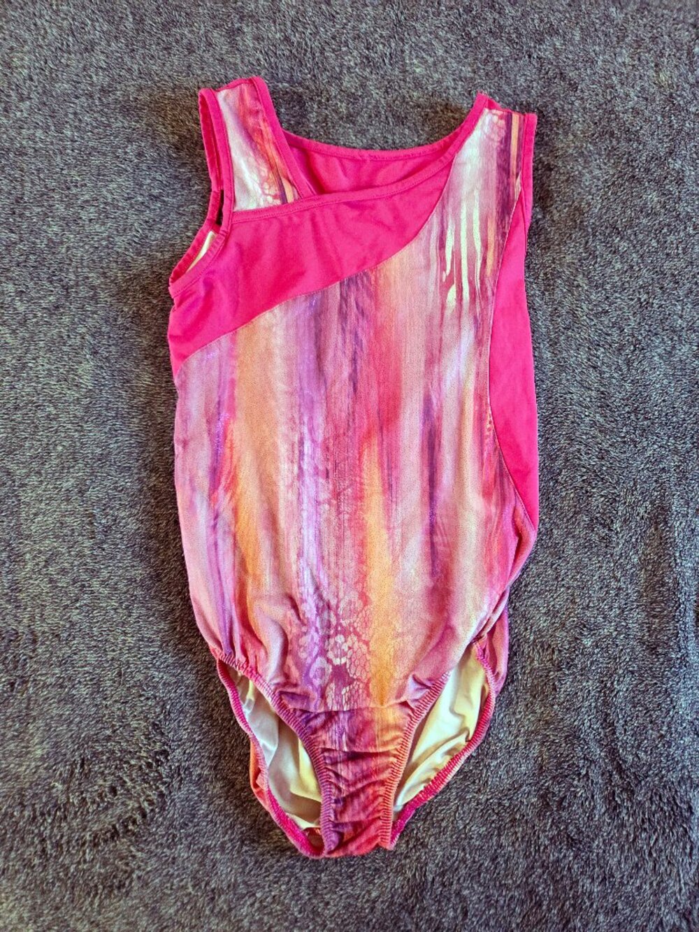 Gymnastics sleeveless leotard - Danskin Youth L - pink orange practice leo